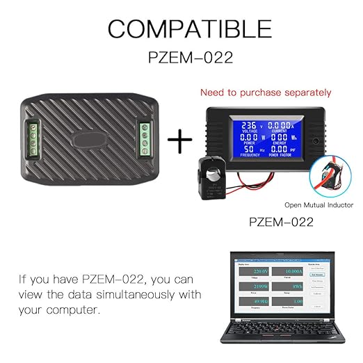 AC Current Voltage Power Energy Frequency Power Factor Communication Module Meter 100A Ammeter Voltmeter Multimeter with RS485 USB Interface and Split Core Current
