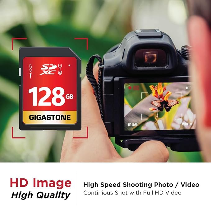 GIGASTONE 128GB SD Card 2-Pack UHS-I U1 Class 10 SDXC Memory Card High Speed - Image 4