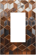 Bvtewkhz Brown Abstract Luxury Modern Geometric Cubic Marble 1 Gang Single Rocker Decorative Light Switch Covers Electrical Faceplate Switch Plates for Bathroom Kitchen Home