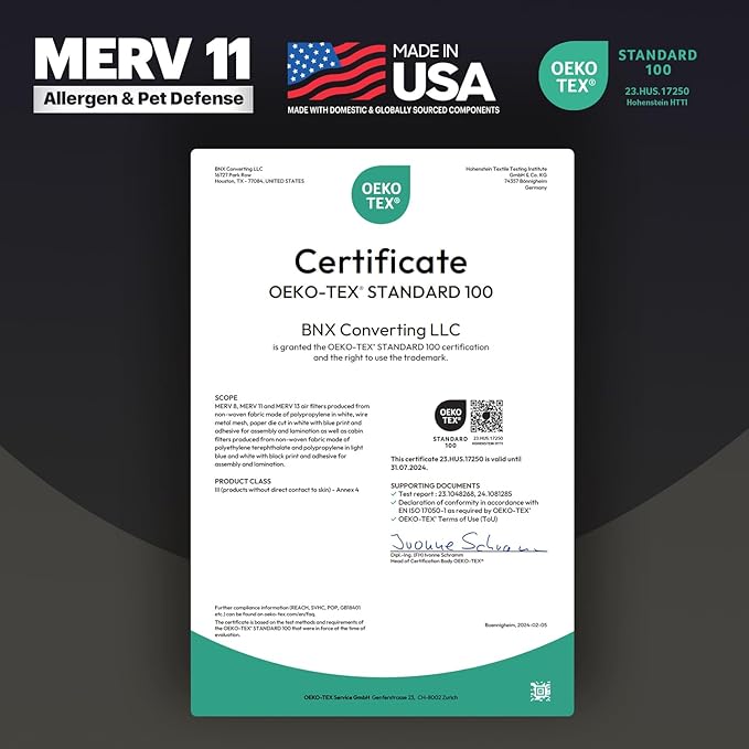 BNX TruFilter 16x24x1 Air Filter MERV 11 (12-Pack) - MADE IN USA - Allergen Defense Electrostatic Pleated Air Conditioner HVAC AC Furnace Filters for Allergies, Dust, Smoke, Allergy MPR 1200 FPR 7