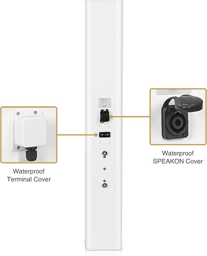 Sound Town Weatherproof Compact Aluminum Line Array Column Speaker with Wall Mount Bracket, 6 x 3 Woofers, 4 x 1.2 Dome Tweeters, White, for Church, Indoor & Outdoor Installation (CARPO-M64W)