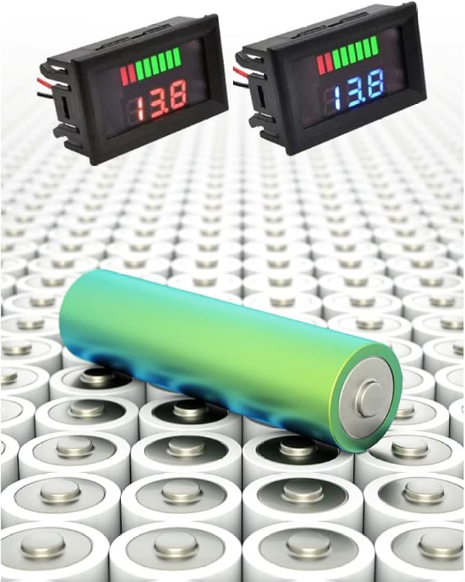 Battery Charge Level Indicator Universal Car Battery Capacity Meter Tester Checker 12V-60V Blue Car Battery Tester Motorcycle Battery Checker Battery Fuel Gauge Indicator Battery Capacity Meter Teste