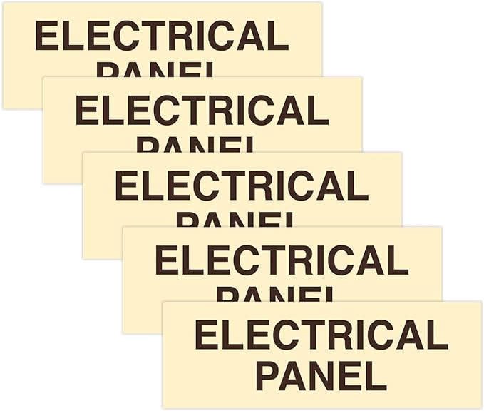 All Quality Basic Electrical Panel Sign - Fire Regulation Safety Compliance Sign - Ivory/Dark Brown - Large (5 Pack)