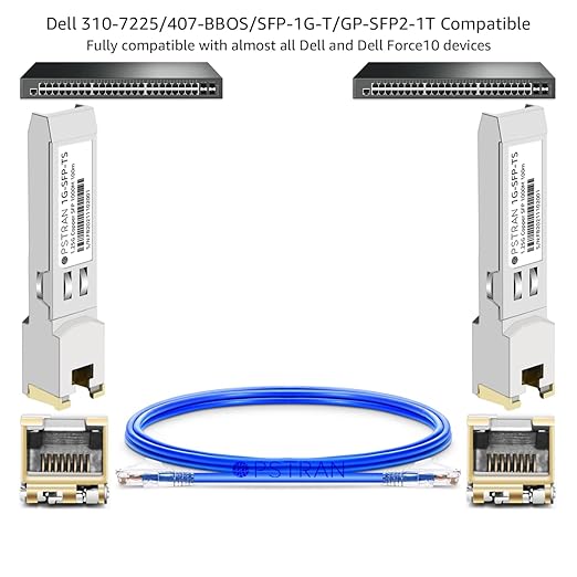 OPSTRAN 1000BASE-T SFP RJ45 Copper Transceiver Module Compatible with Dell Force10 GP-SFP2-1T SFP-1G-T 310-7225 407-BBOS 100m Cat5e/6
