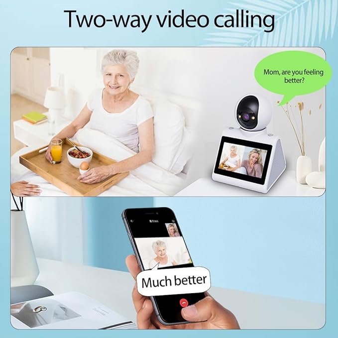 SIYZHOP Indoor Home Security Camera,Pet Dog Camera,Two Way Video Camera with 4.3inch Big Screen,Nanny cam, Monitor for Baby/Elder/Nanny/Dog/pet with Phone App Dome Camera(Button Calling Version)