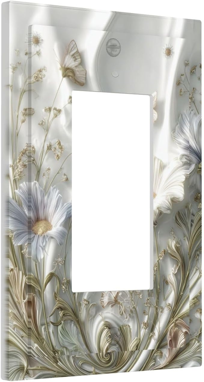 Bvtewkhz Boho Floral Wild Flower 1 Gang Single Rocker Decorative Light Switch Covers Electrical Faceplate Switch Plates for Bathroom Kitchen Home