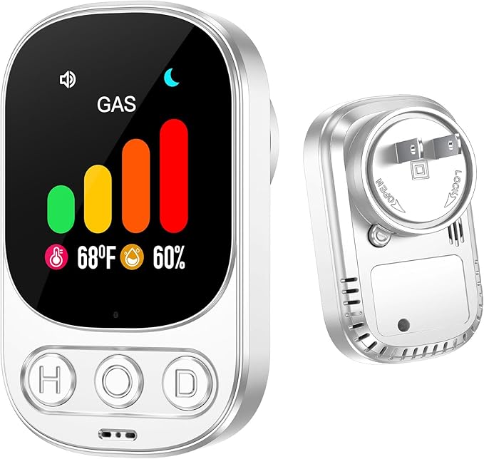 3-in-1 Natural Gas Leak Detector, Propane, Methane, Butane & LPG – Plug-in Digital Alarm with 85 dB Audio Alarm, HD Screen Display- Hotel and Travel Safety, RV, Home