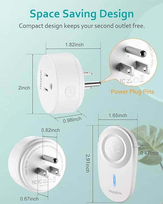 HAPYTHDA Remote Control Outlet,Remote Light Switch with 15A/1500W and 500 Feet RF Range,No Wiring Needed Smart Plug for Small Electrical Appliance with Anti-Surge 4000V