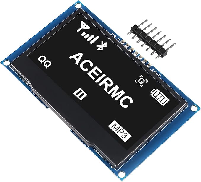 ACEIRMC 2.42 inch 128x64 OLED LCD Display Module SSD1309 7 Pin SPI/IIC I2C Serial Interface for Arduino UNO R3 (White)