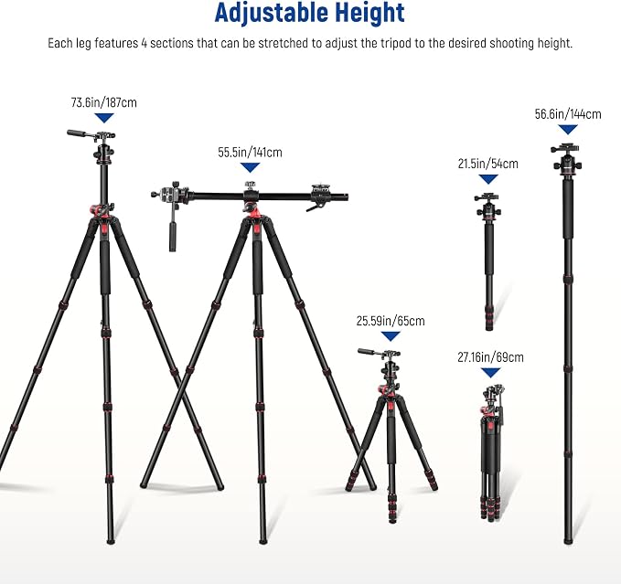 NEEWER 73.6" Horizontal Tripod - Image 5