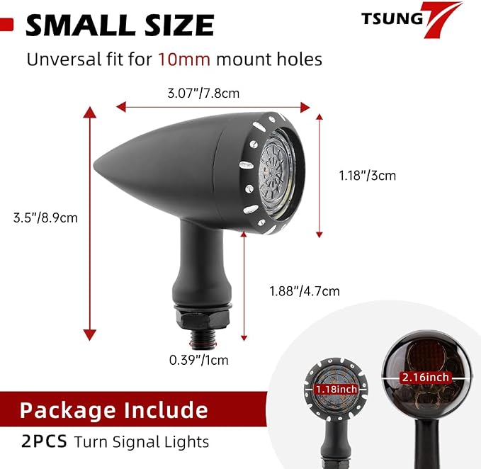 TSUNG 2PCS Motorcycle Rear Turn Signals LED Bullet SMD Blinkers Brake Tail - Image 6