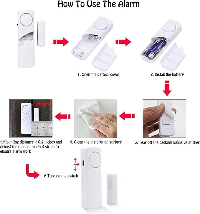 24Pack Door Window Alarms - Wireless DIY Security Sensor for Home, Burglar Alarm for Doors, Windows, Pool, Shed, Caravan, Car | Child Safety & Personal Protection Kit (W-Door Alarm shou 24pcs)