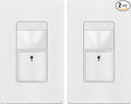 TOPGREENER Motion Sensor Switch, PIR Sensor with Ambient Light Level, 𝐍𝐨 𝐍𝐞𝐮𝐭𝐫𝐚𝐥 𝐑𝐞𝐪𝐮𝐢𝐫𝐞𝐝, Ground Wire Required, Occupancy & Vacancy Modes, Single Pole, TDOS5-JM-W-2PCS, White