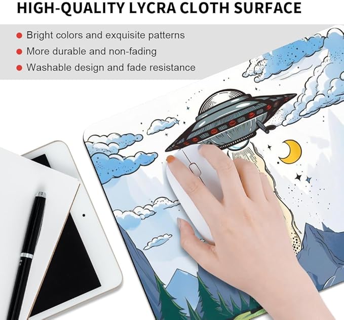Design - UFO Square Mouse pad, Texture, Waterproof, Anti Slip Rubber Base, Computer Mouse pad, Laptop Mouse pad