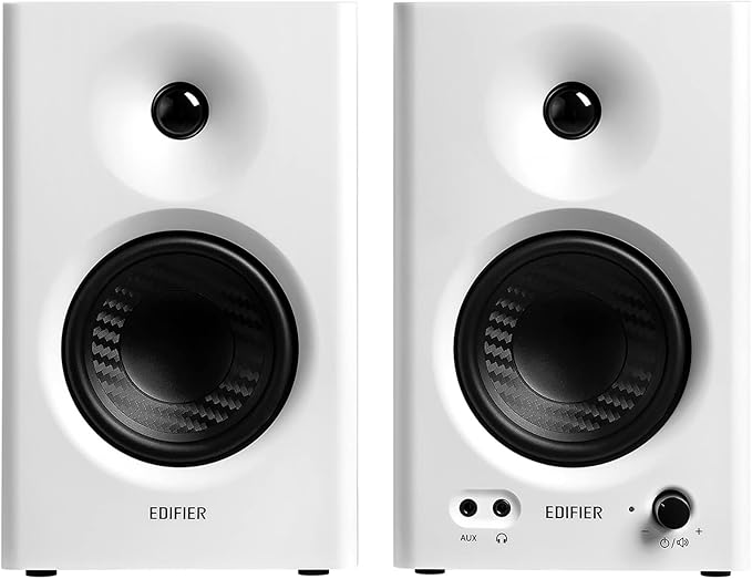 Edifier MR4 Powered Studio Monitor Speakers, 4" Active Near-Field Monitor Speaker - White (Pair)