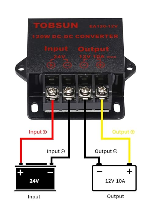 DC 24V to 12V 10A Step Down Converter, 120W 10A Power Buck Voltage Regulator Reducer, Compact Transformer Module for Car, Truck, RV Electronics - 24V to 12V 10A Converter