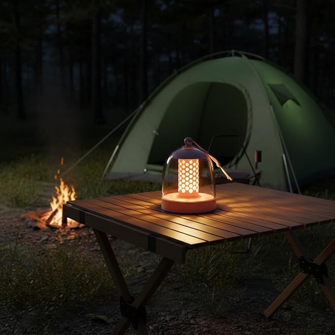 MKLK Camping Lantern, IPX4 Waterproof Touch Control LED Night Light, USB Rechargeable & Long Lasting Battery, Portable Hanging Tent Lamp for Outdoor Camping Hiking Backpacking, Pink
