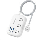 Beeiker Short Extension Cord 2 Foot- 6 USB(3 USB C) Travel Power Strip with 24W USB Charging Station and 3 Outlets, 2ft Small Flat Plug Extension Cord Surge Protector for Travel Home College Dorm 13A
