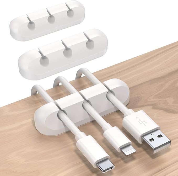 SOULWIT Cable Holder Clips, 3-Pack Cable Management Cord Organizer Clips Silicone Self Adhesive for Desktop USB Charging Cable Nightstand Power Cord Mouse Cable Wire PC Office Home
