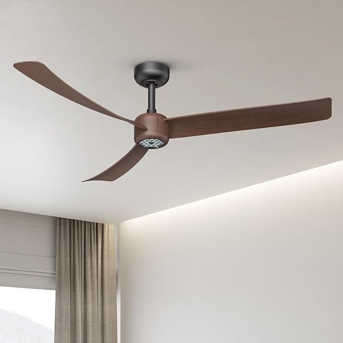 ocioc Ceiling Fans with Lights and Remote, 52 Inch Modern Ceiling Fan with Quiet Reversible DC Motor,Dimmable LED,6 Speeds,Timer, Ceiling Fan for Bedroom,Dining Room(Dark Walnut Finish)
