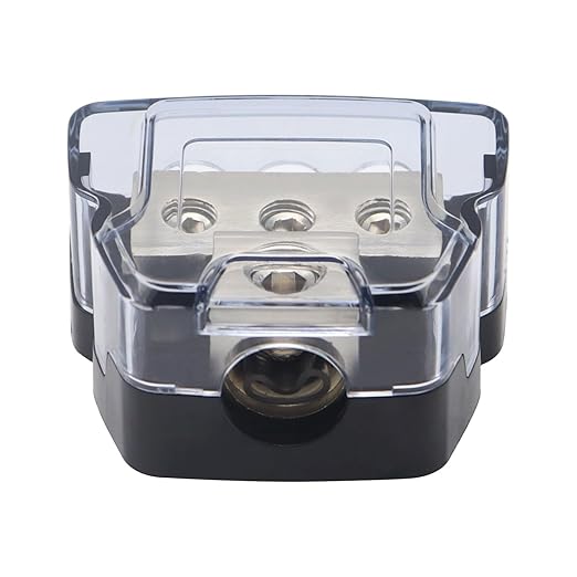 3 Way Amplifier Sub Speaker Audio Distribution Block 0 Gauge /4 Gauge in 4 GA / 8GA Wire Out Connecting Blocks 1PCS