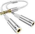 MOSWAG Headphone Splitter, 3.5mm Stereo Audio Splitter, Hi-Fi Sounds Extension Cable Audio Stereo Y Splitters, 3.5 mm Male to 2 Female (TRRS - 4 Pole) for Apple, Samsung, Tablets, Laptop, PC, Etc.