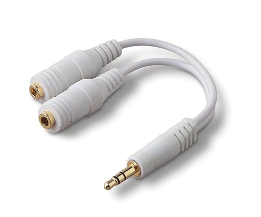 Belkin 3.5mm Audio Splitter – Dual Headphone and Speaker Jack Adapter for Sharing Music or Videos – Compatible with iPhone, iPad, Laptops, Tablets, and Other Devices with AUX Port – White