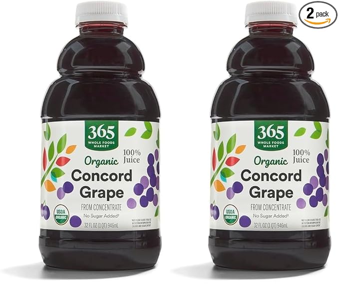 365 by Whole Foods Market, Organic 100% Concord Grape, 32 Fl Oz Bottle (Pack of 2)