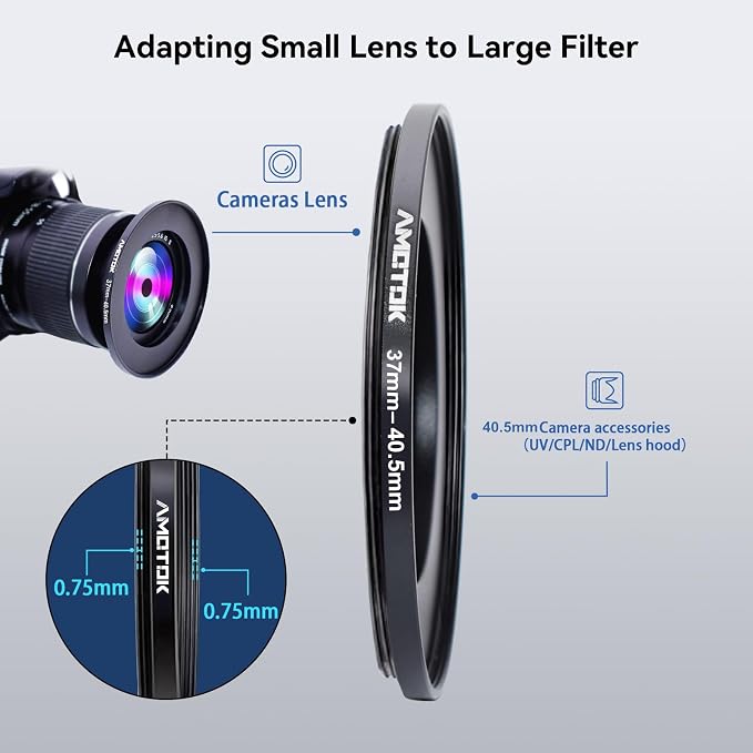 37mm Lens to 40.5mm Camera Lens Adapter, 37mm to 40.5mm Filter Step up Ring - Image 4