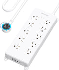 TROND 360° Rotating Plug Power Strip 10ft, Surge Protector with 2 USB A and 2 USB C, 10 Widely Spaced Outlets, 4000J, ETL Listed, Wall Mountable, for Home Office Entertainment, White