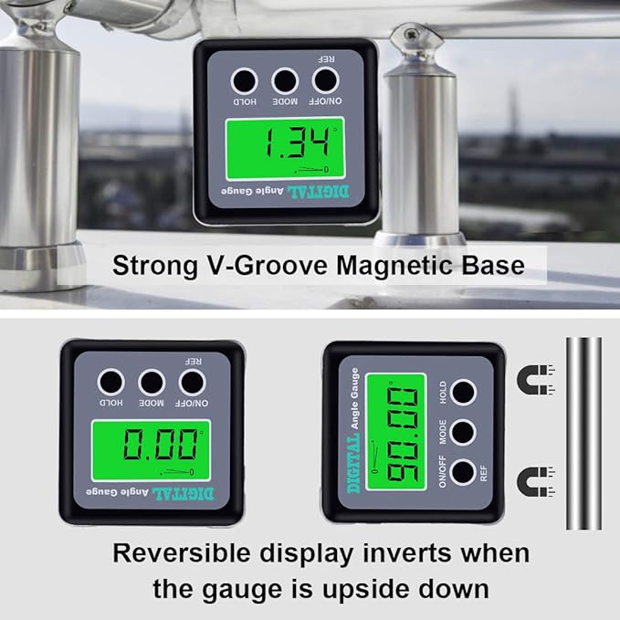 Digital Angle Gauge, Angle Finder Magnetic Digital Level Protractor, Table Saw Accessories with LCD Backlight Display Data Hold and V-groove & Magnetic Base