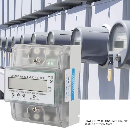 Electric Power Meter, Phase 4 Wire KWh Meter with LCD Display 5-80A Energy Consumption Digital Electric Power Meter Three Phase 4P LCD Power Meter, 220/380V