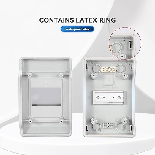 Mollom 4 Way Power Distribution Box with Bus Bars and Din Rail for Miniature Circuit Breaker MCB, Waterproof IP66.Padlock Available for Indoor and Outdoor Use