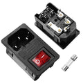Ganasome 2 Sets IEC320 C14 Inlet Module Power Socket - AC 250V 10A, 4 Terminals, DPST Rocker Switch with Fuse Holder & Red Light, Panel Mount for Lab, Fitness & Industrial Equipment