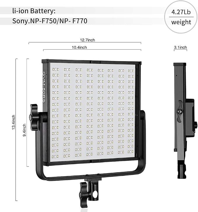 GVM 50RS RGB LED Video Light, 50W Video Lighting Kit - Image 8