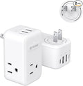 TROND 2 to 3 Prong Outlet Adapter 2 Pack, 3 AC Power Splitter with USB C PD20W & 360 Rotating Plug, Travel Plug Adapter for US to Japan, Wall Outlet Extender for Old House Travel Essentials