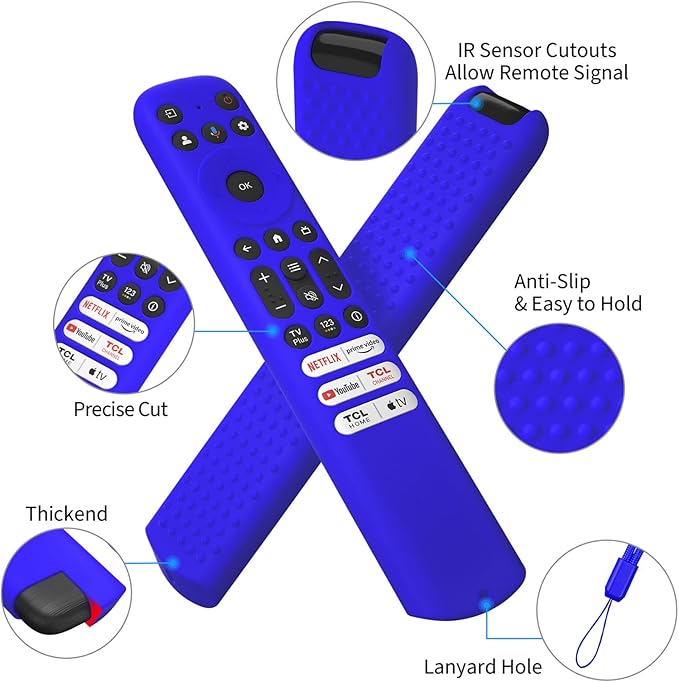 Hi Color Silicone Cover for TCL RC813 FMB1/RC923/RC902V Remote Protective Case Sleeve for TCL Smart TV Remote RC813 FMB1 Case Cover (Blue)