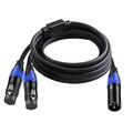 Seefeful (10 ft-1Pack) 1 Male to 2 Female XLR Y Splitter Micrphone Cable, 3pin Male to Dual Female Y-Splitter Balanced Mic Audio Cables for Stereo Mic to L & R Audio Track