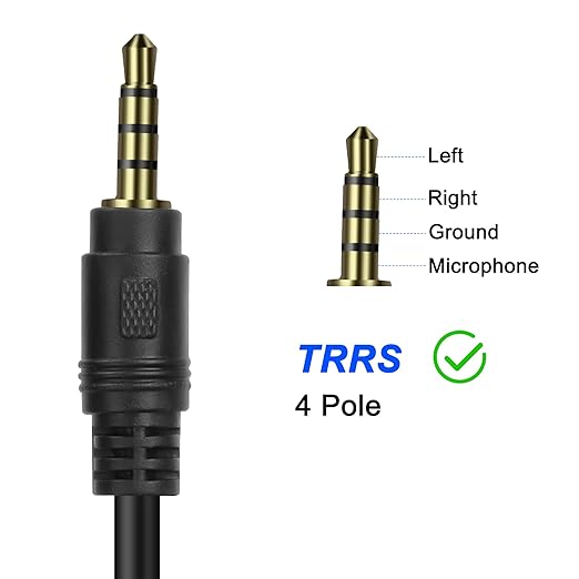 MEIRIYFA 3.5mm Headset Splitter Cable 1/8" 4-Pole/3-Rings TRRS 1 Female to 5 Male Stereo Jack Audio AUX Headphone Splitter Cable 1 Input 5 Output Headphone Headset Extender Cord-50CM