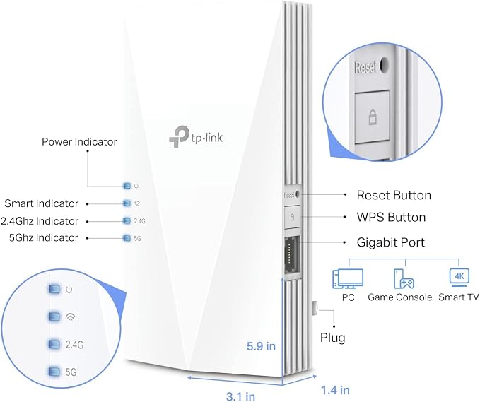 TP-Link AX3000 WiFi 6 Range Extender Internet Booster, Dual Band, AP Mode - Image 3