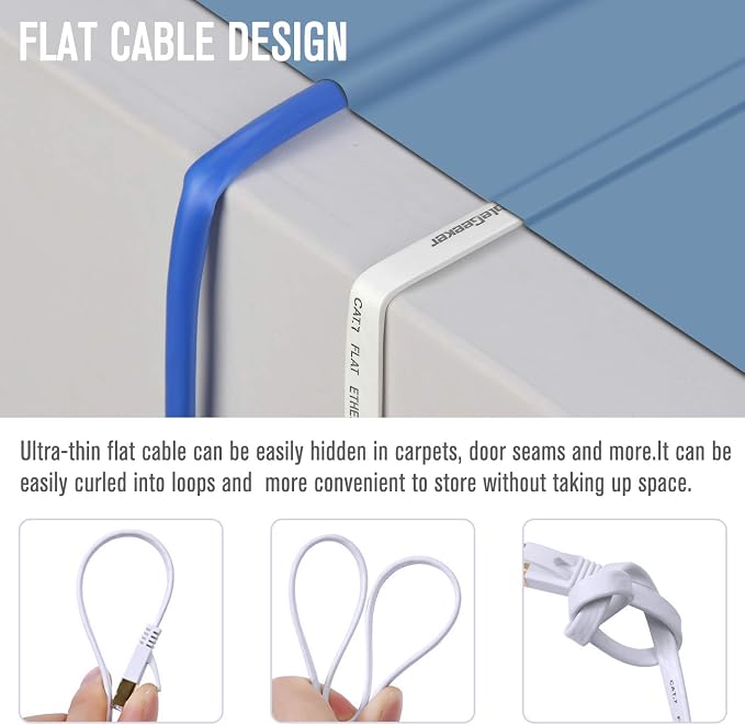 Cat 7 Ethernet Cable 3 ft 6 Pack Cat7 Flat Shielded Ethernet Patch Cables - Image 5