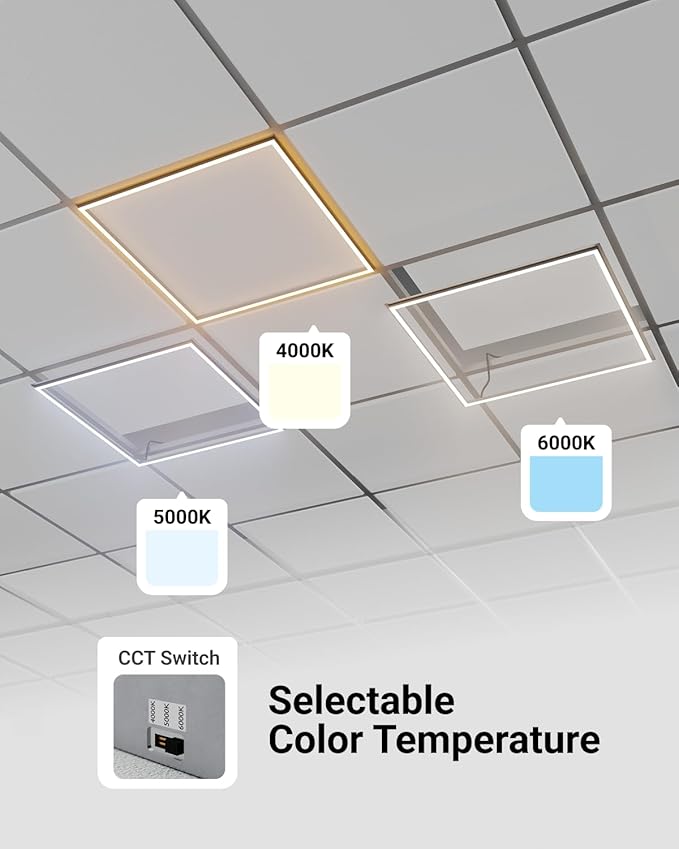 Sunco 20 Pack 2x2 Edge-Lit Frame LED Panel Lights, Drop Ceiling Flat Light Fixture, 5500 LM, Selectable Features, 30W/40W/50W, 4000K/5000K/6000K, Dimmable (0-10V) ETL