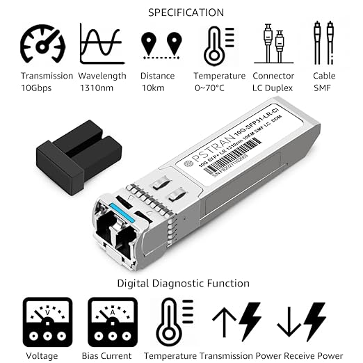 OPSTRAN 10GBASE-LR SFP+ Optical Transceiver Module Compatible with Cisco SFP-10G-LR SFP-10G-LR-S SFP-10G-LR-X 10G SFP+ LR 1310nm 10km DDM Duplex LC SMF 10 Pack