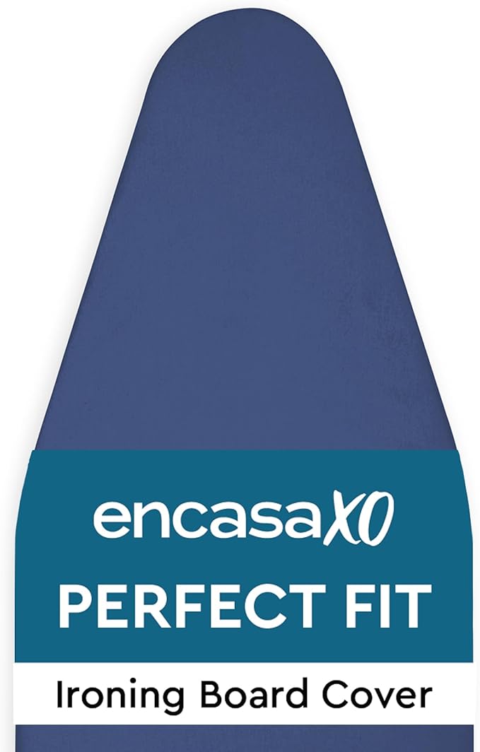 Encasa XO Ironing Board Cover and Pad 42"x14" - 4mm Felt Medium Iron Board Cover with Padding - Heat Resistant, Stain-Safe Dye, Non Slip Elastic Bungee Cord Tightening Iron Table Cover Cobalt
