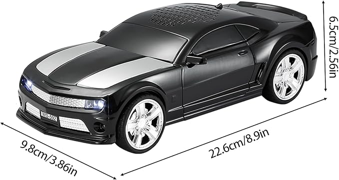 WSTER WS-592 Supercar Design Bluetooth Replica Speaker – Portable Car Model Wireless Speaker with TWS Stereo, FM Radio, LED Party Lights, USB/TF Playback, Hands-Free Calling, Microphone(Black)