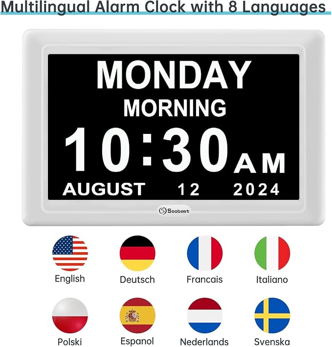 Soobest Dementia Digital Clock for Seniors Elderly, 20 Alarm Reminders 3 - Image 9