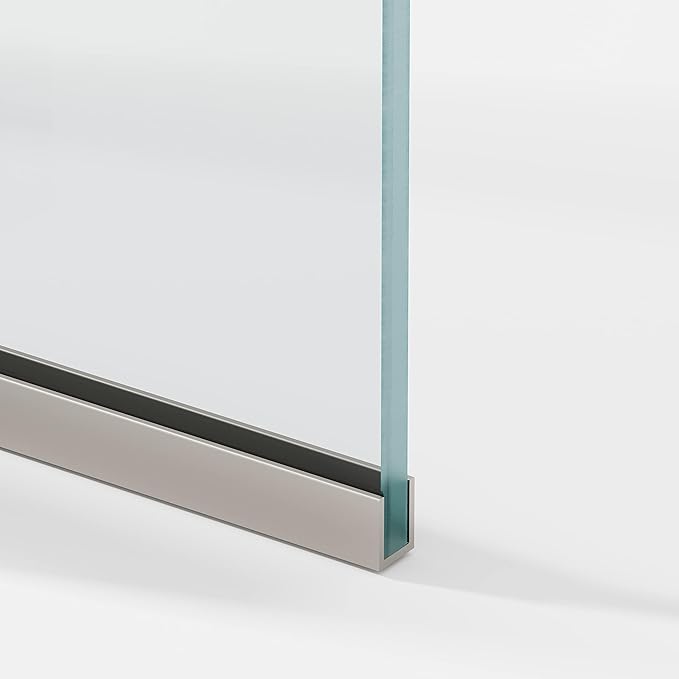 Royalty Fixed Shower Screen - 30" x 60" Frameless 3/8" Clear Tempered Glass Panel with Hardware - Easy Clean Smart Guard Coating - Minimalist Modern Design for Bathroom - Brushed Nickel