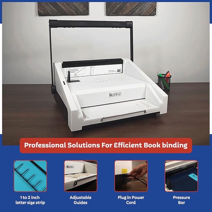 TruBind Hot Knife Velobind Binding Machine | 22 Sheet Punch Capacity | Bind up to 425 Sheets | 10 Second Bind Cycle | 1"- 2" Pin Length | 1-Year Warranty