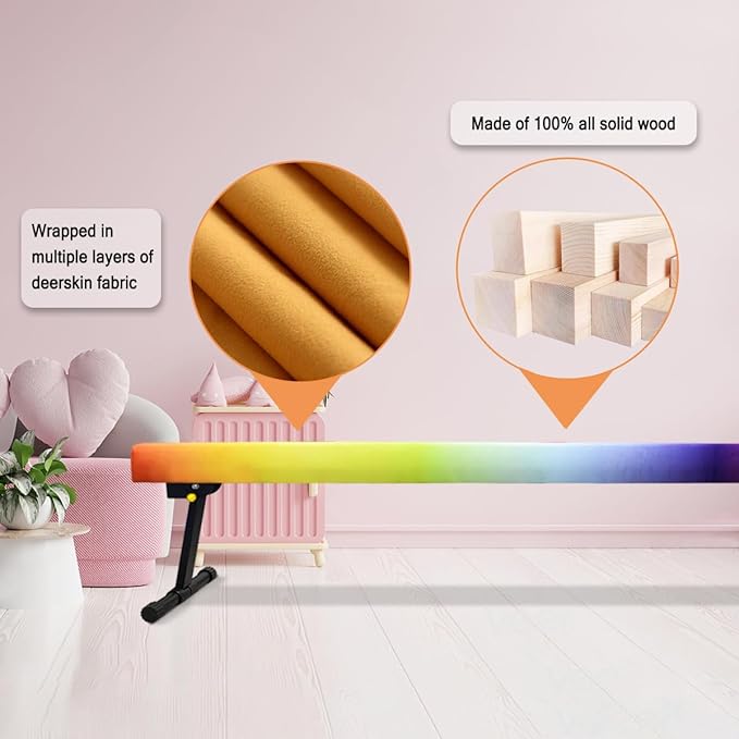 Wesky Adjustable Balance Beam,High and Low Floor Beam Gymnastics Equipment,Professional Gymnastics Beam for Kids Home Training with Foldable Legs