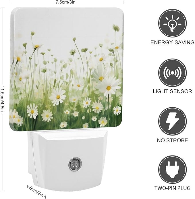 YKJAHSD Flowers Night Light, Plug into Wall Decor Nightlights for Bedroom, Bathroom, Hallway, Kitchen, with Dusk to Dawn Light Auto Sensors LED Night Lights for Boys Girls Women Men Room Gifts
